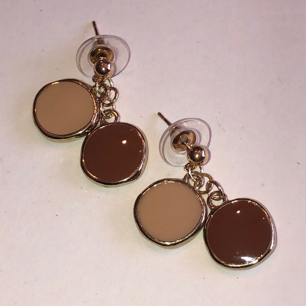 925 Elegant Gold Plated and Brown Enamel Boho Dangle Earrings